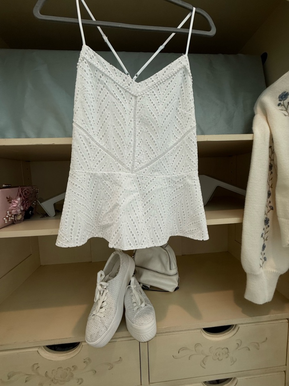 Never worn WHBM White Eyelet Tank  easy summer dress up/down